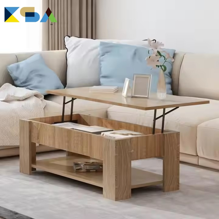 Modern Design Foldable Coffee Table with Lift Top Industrial Tea Table Wood Storage