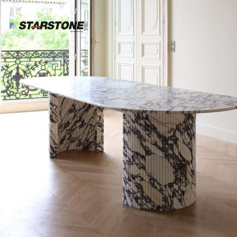 Starstone Calacatta Viola Marble Oval Italian Marble Dining Tables