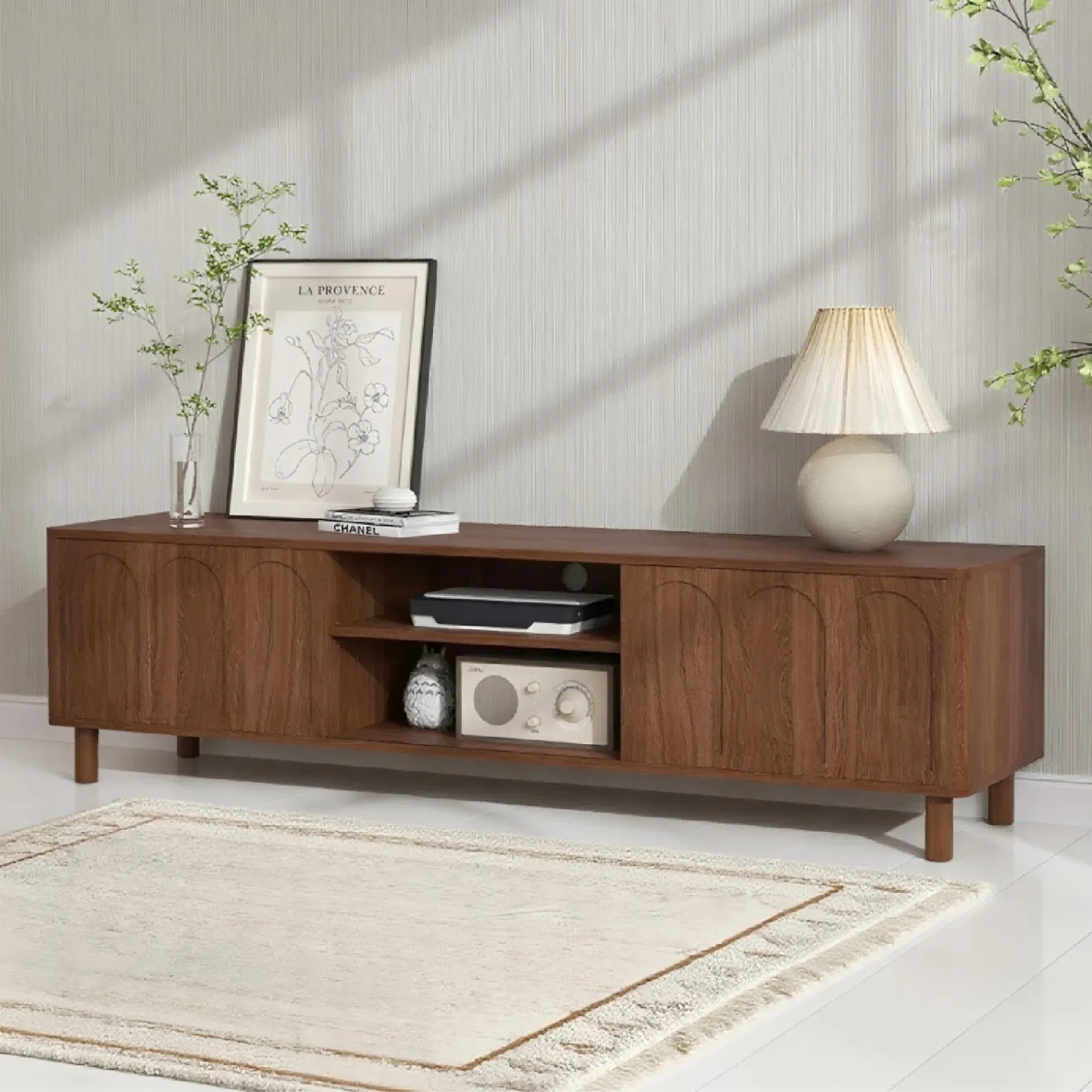 Modern Design Laminated TV Stand Console Table with Storage Compartment