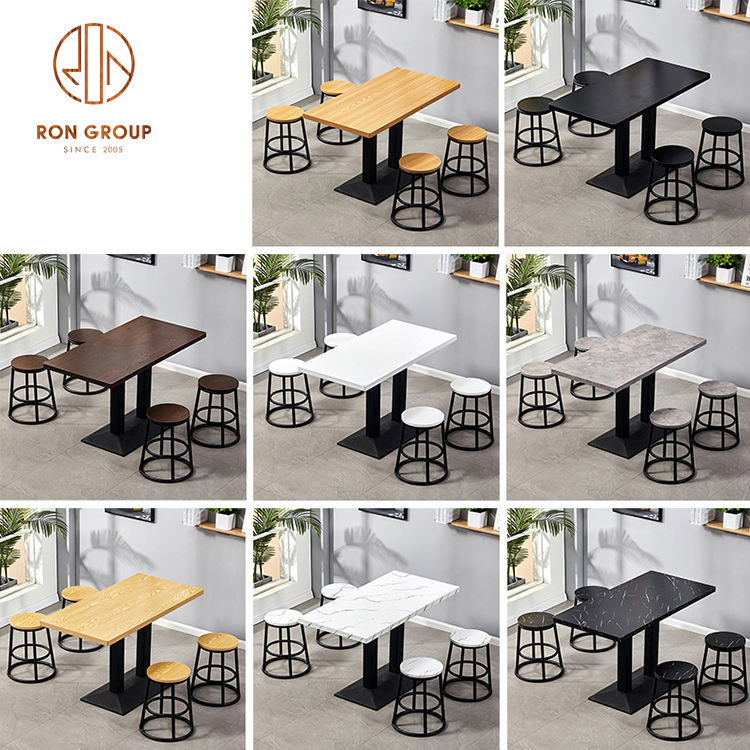 Wholesale Customized Fast Food Coffee Shop Square Round Marble Wood Commercial Furniture Cafe Restaurant Table