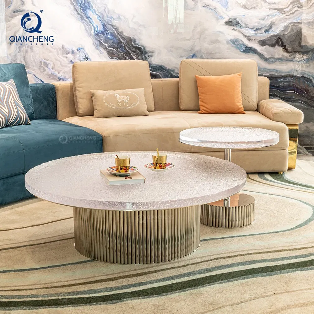 Luxury Curved Acrylic Round Nesting Side Coffee Tables Set of 2 on Verified Suppliers