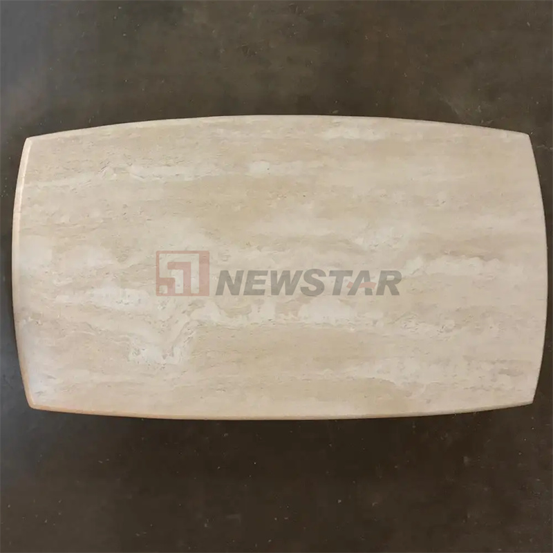 Custom Design Antique Beige Marble Top Center Coffee Table Living Room Furniture Modern Travertine Console Table