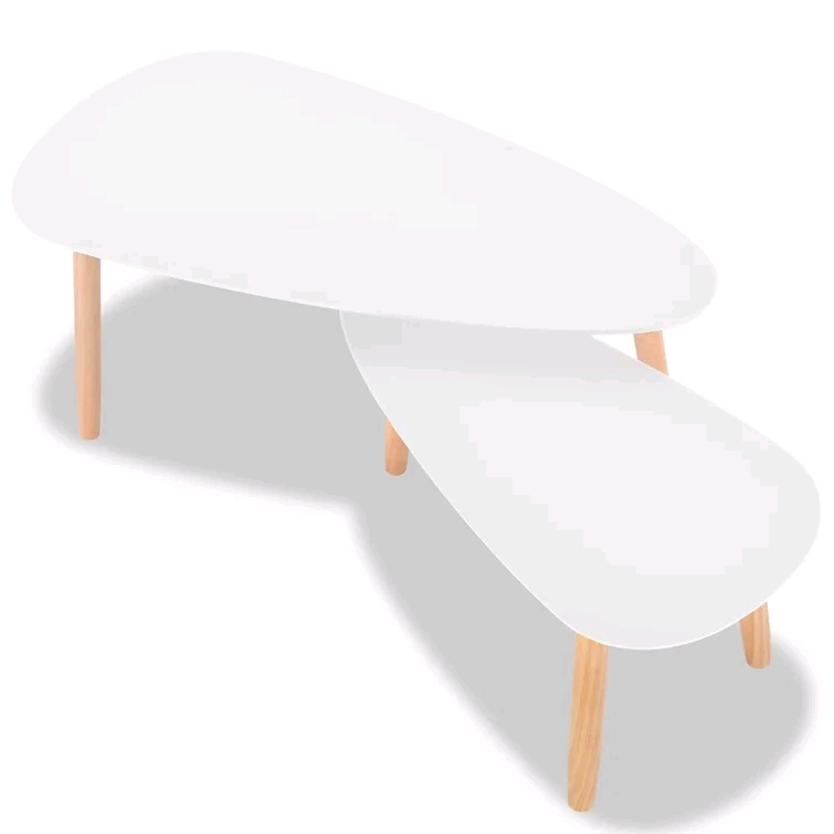 Wooden Coffee Table Set of 2 Stacking Table with Wood Finish End Side Sofa Table