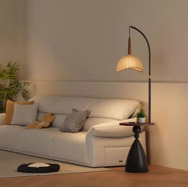 Solid Wood Edge Table with Lighting Living Room Edge Table Bedside Table Coffee Table