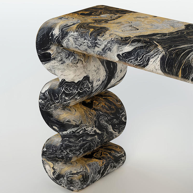Home Decor Nordic Style Modern Stone Furniture Arch Shape Entryway Italian Marble Nero-Portoro Console Tables