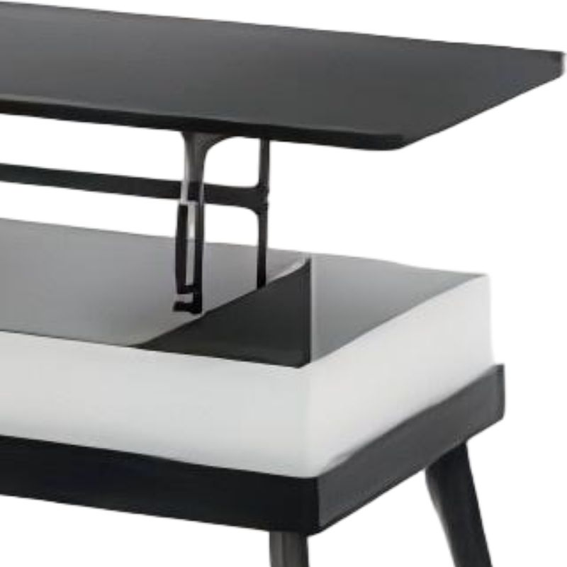Modern Multi-Functional Lift Top Coffee Table with Black and White Finish Hidden Storage for Home Living Room Tea Table Furniture
