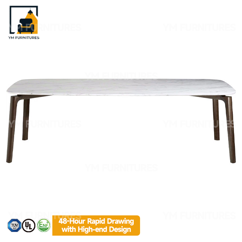 Villa Hotel Stainless Steel 6 Set Dining Room Table with Marble Top