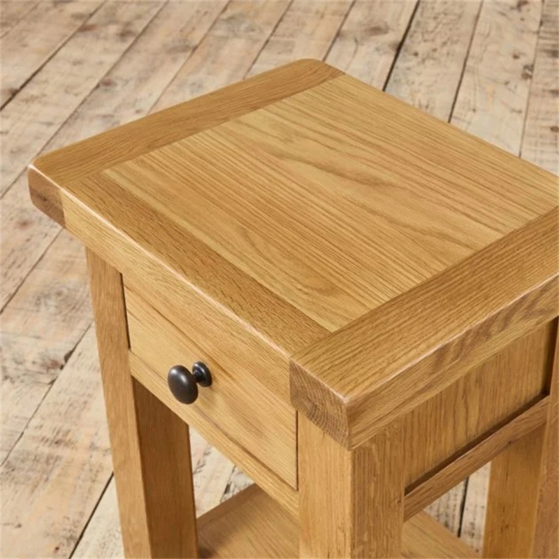 Nordic Solid Oak Living Room Side Table Sofa Center End Table Rural Rectangular 1 Drawer with 1 Shelf Small Coffee/Tea Table for Patio Garden Hotel Using