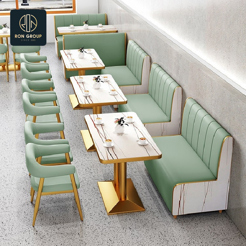 Modern Foshan Commercial Hotel Furniture Cafe Sofa Booth Seating Round Square Marble Restaurant Chair and Table for Coffee Shop Restaurant