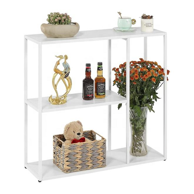 3-Tier Narrow Metal Console Table with Storage Shelf