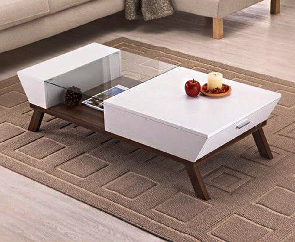 Urban Loft Concrete Coffee Table with Industrial Steel Base Minimalist Black Tempered Glass Coffee Table with Floating Shelf