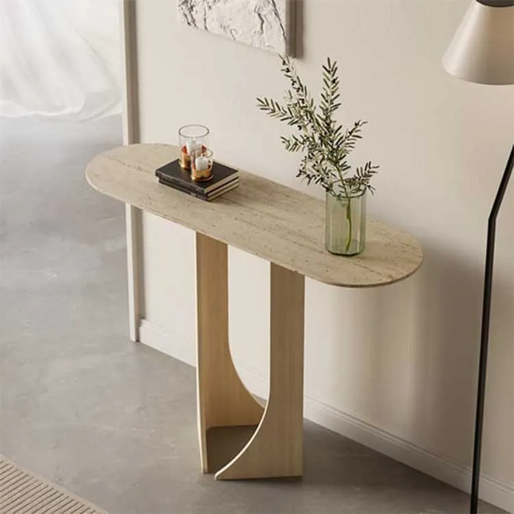 Travertine Console Table View 6
