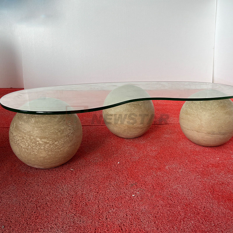 Nordic Luxury Marble Coffee Table Square Glass Table Top Customized Legs Travertine Coffee Table