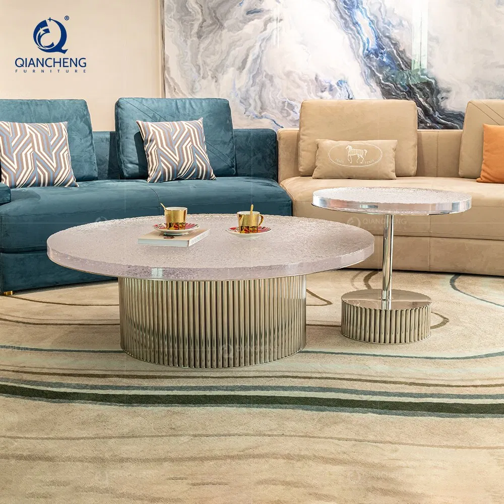 Luxury Curved Acrylic Round Nesting Side Coffee Tables Set of 2 on Verified Suppliers