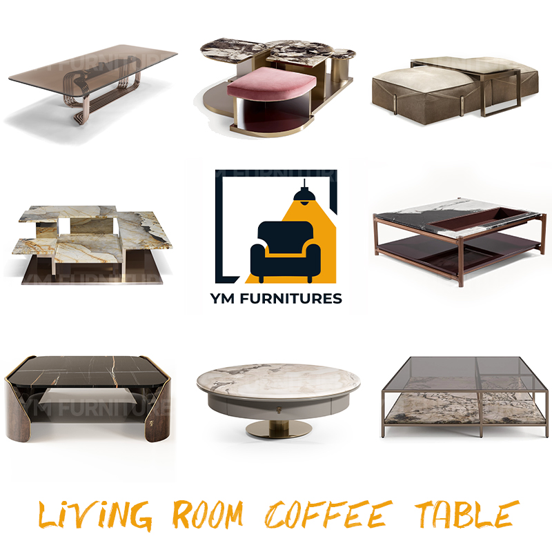 Hotel Lobby Durable Construction Round Steel Marble Accent Black End Side Table