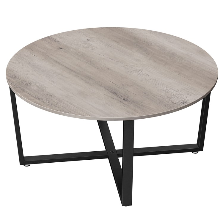 Living Room Small Industrial Style Gray Round Wooden Coffee Table