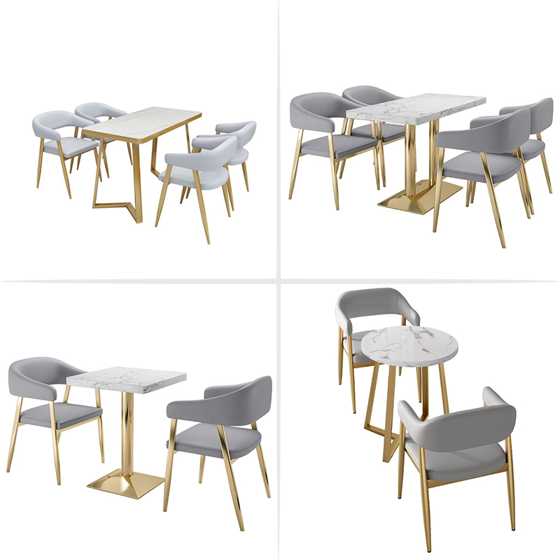 Modern Foshan Wholesale Sintered Stone Square Round Table Top and Chair Set Booth Furniture Restaurant Cafe Dining Coffee Shop Table