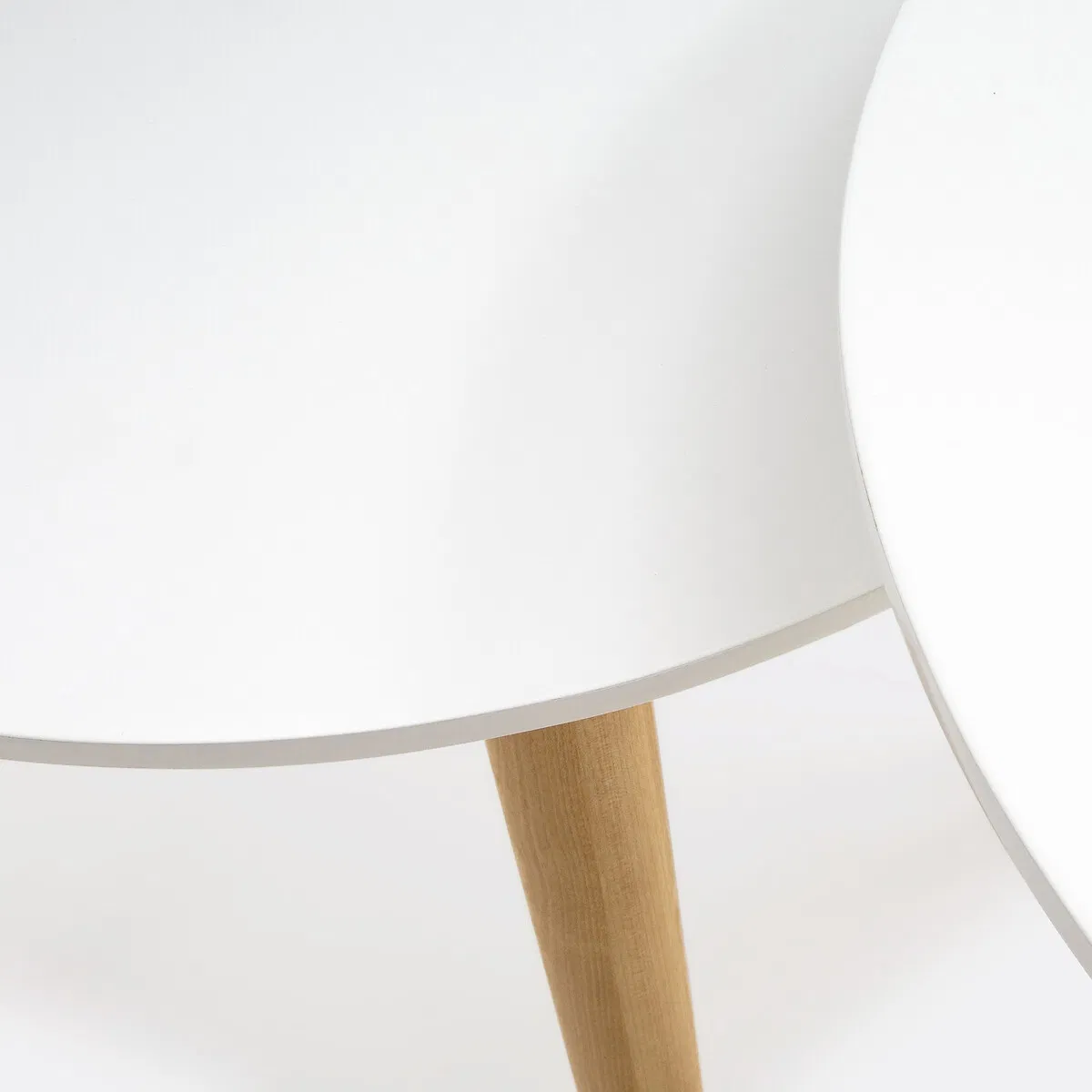 Modern Solid Wood Coffee Table Set with White Round Tops &amp; Tray Accommodation for Living Room