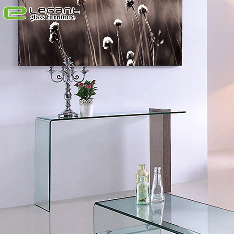 Modern Clear Glass MDF Console Desk Table