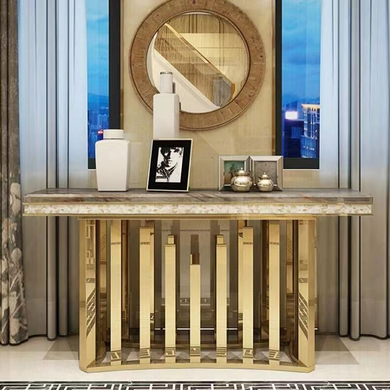 Stainless Steel Glass Table Living Room Rectangular Console Table