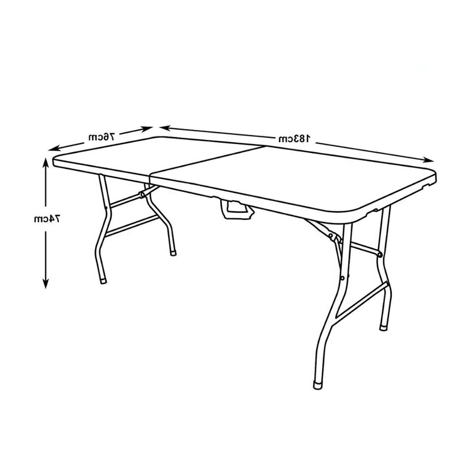 6FT Solid Steel Frame HDPE Table Top Party Dining Rental Plastic Folding Outdoor Table