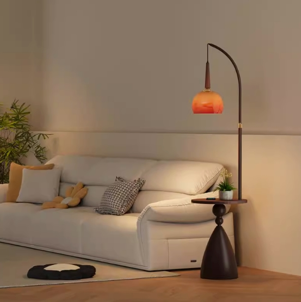 Solid Wood Edge Table with Lighting Living Room Edge Table Bedside Table Coffee Table