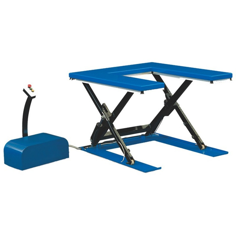 4.5ton Car E U Type Roller Top Stationary Electric Hydraulic Pump Scissor Lift Table Stand Platform with Guardrail