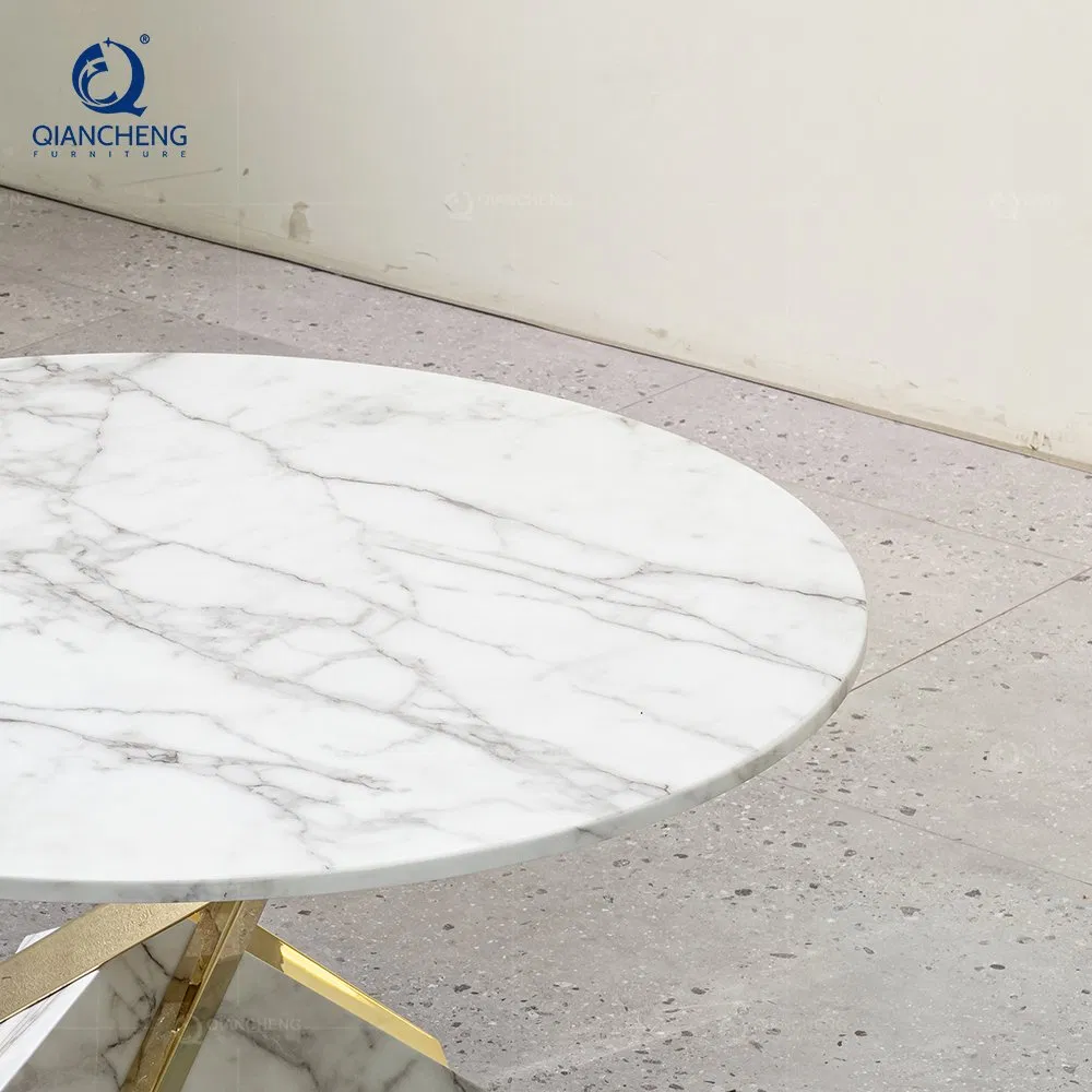 Guangdong Italian Design Round Bed Side Marble Coffee Accent Table for Living Room Furniture