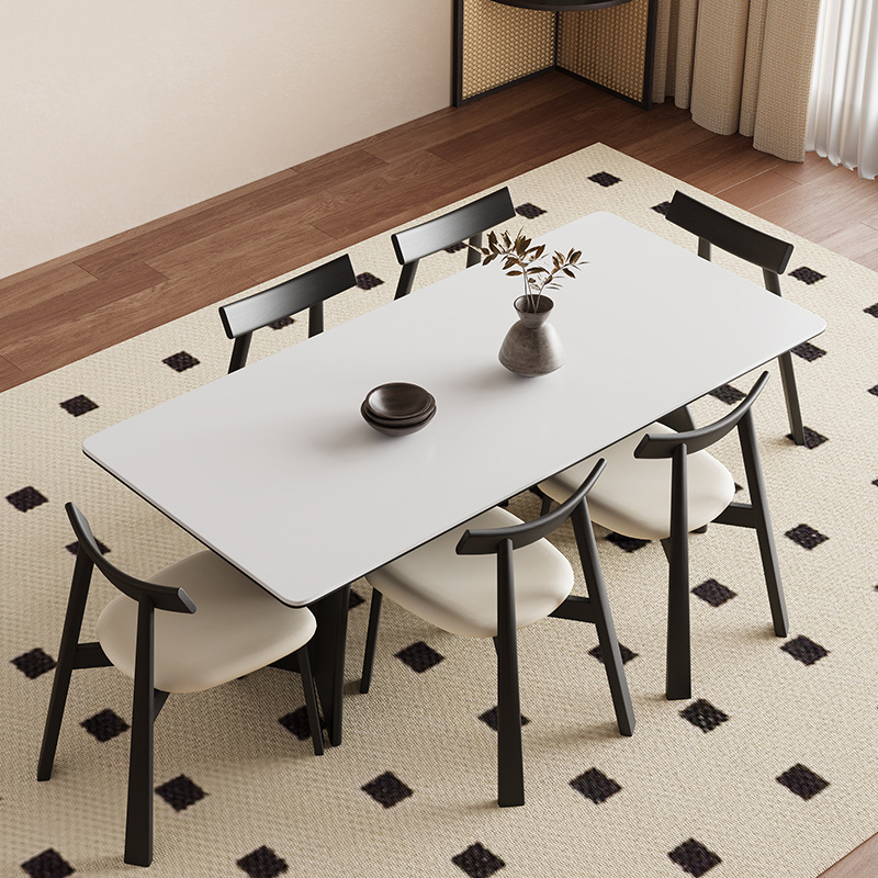 French-Style Solid Wood Dining Table and Chairs, Simpl