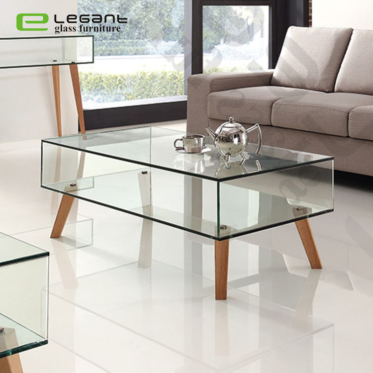 Bent Glass Coffee Table with MDF Base