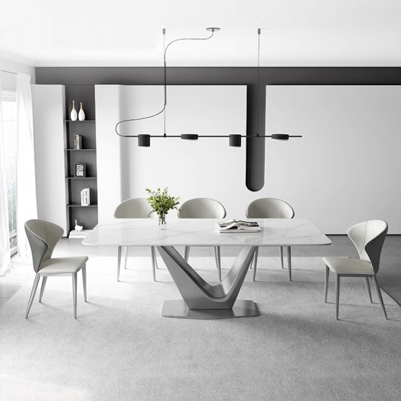 Light Outdoor Sintered Stone Table Patio Furniture Stone Effect Dining Set