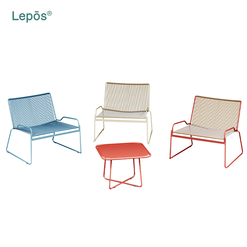 Contemporary Outdoor Patio Side Table Anti-Rust 201 Stainless Steel Tubing All-Weather Low Maintenance Garden Coffee Table