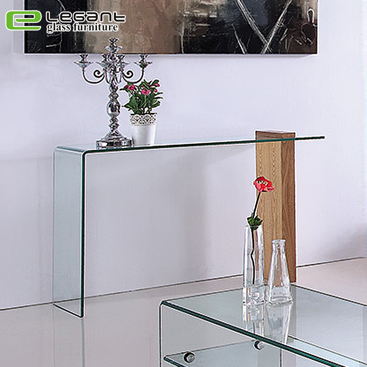 Modern Clear Glass MDF Console Desk Table