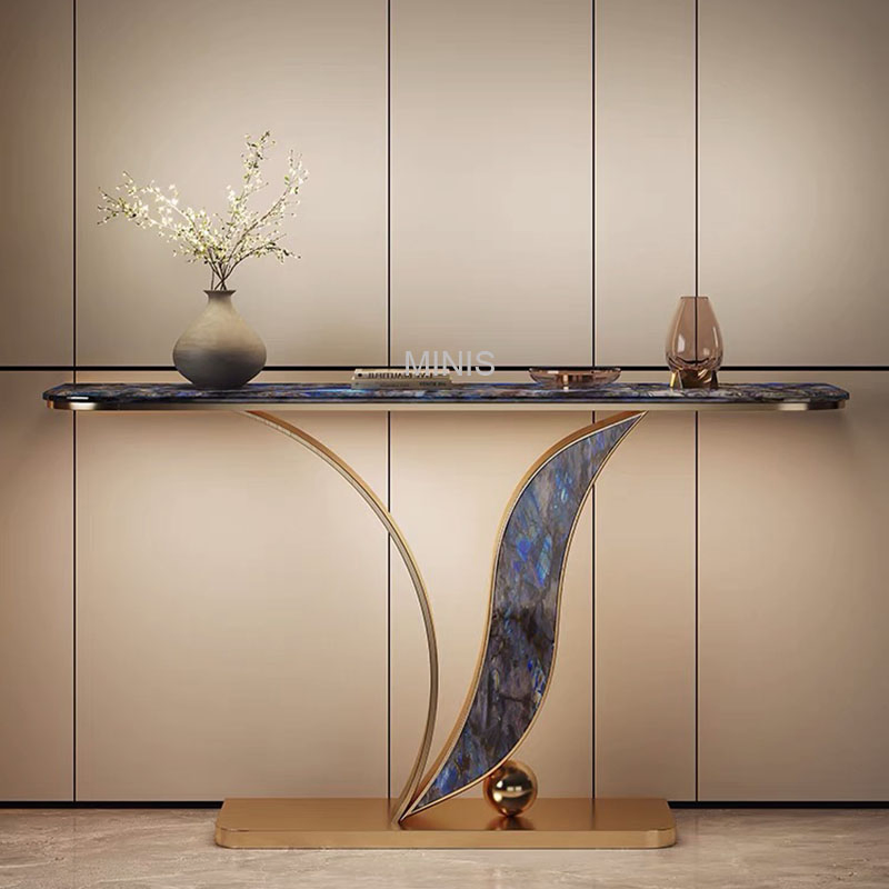 Chinese Factory Wholesale Price Hallway Gold Metal Marble Console Table