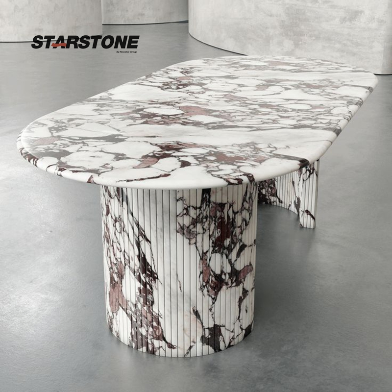 Starstone Calacatta Viola Marble Oval Italian Marble Dining Tables