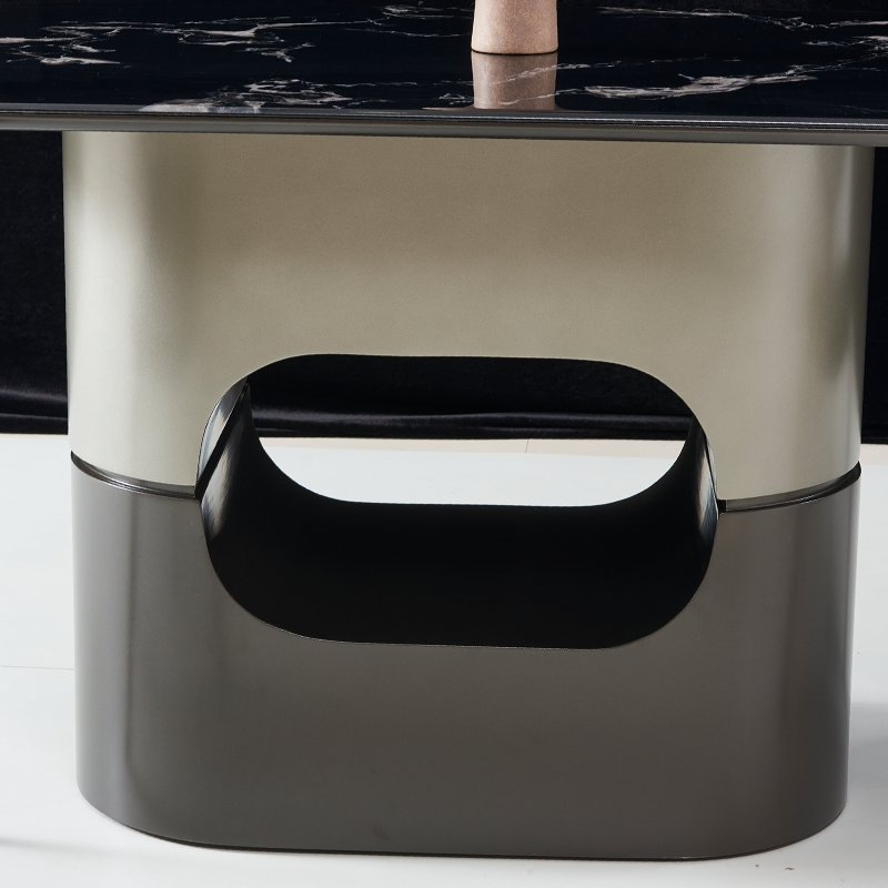 Trendy Wood and Stainless Steel Dining Room Furniture Table Chair