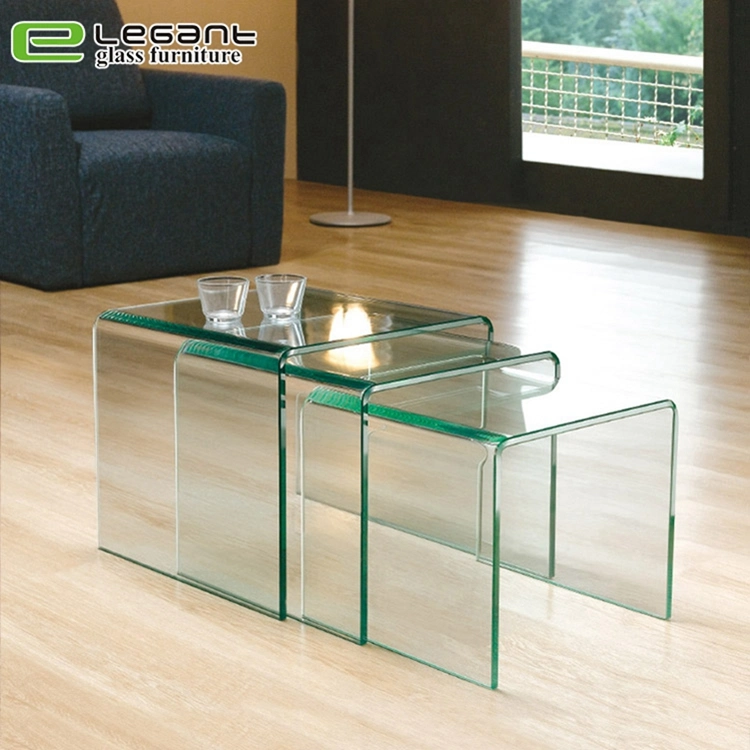 Modern Style Colorful Tempered Glass Side Coffee Table Nesting Table for Sale