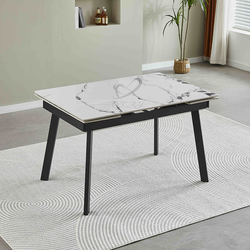 Best Price Gloss Grey Color Extendable Dining Table with Black Leg Dining Room Furniture