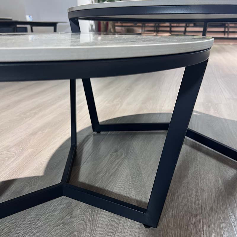Modern Simple Decorative Living Room Home Furniture Set Nesting Marble Tea Table Top Round Base Side Coffee Table
