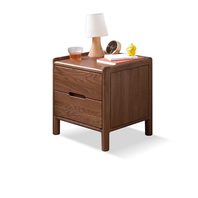 Contemporary Chic Solid Red Oak Wood Home Bedroom Bedside Table