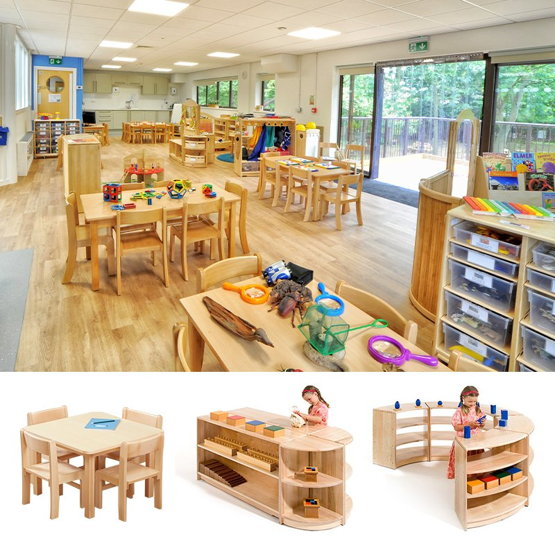 High-End Wooden Kindergarten Children's Tables and Chairs Set Early Learning Table Wooden Drawing and Writing Table
