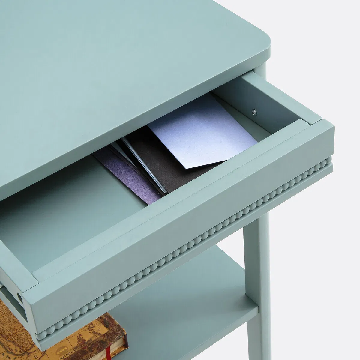 Narrow Accent Side Table Bedside Table with Drawer and Lower Shelf for Bedroom