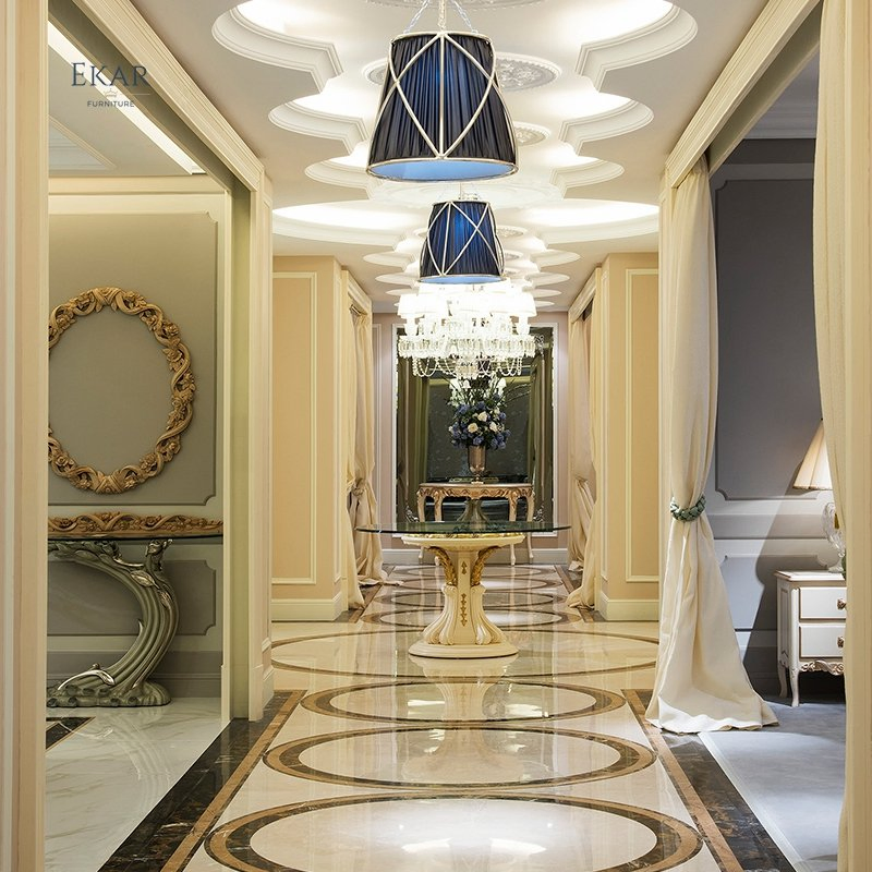 Half Moon Hand Carved Glass Top Luxury Console Table