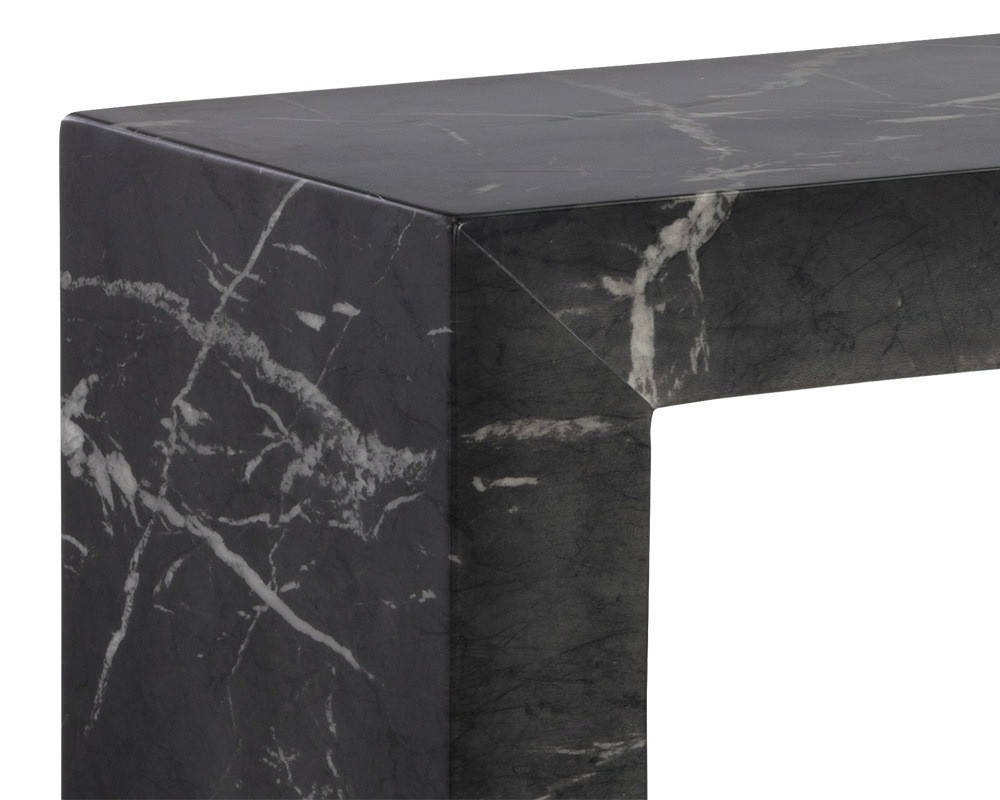 Natural Black Marquina Marble Console Table Narrow Rectangular Marble Top Entryway Table