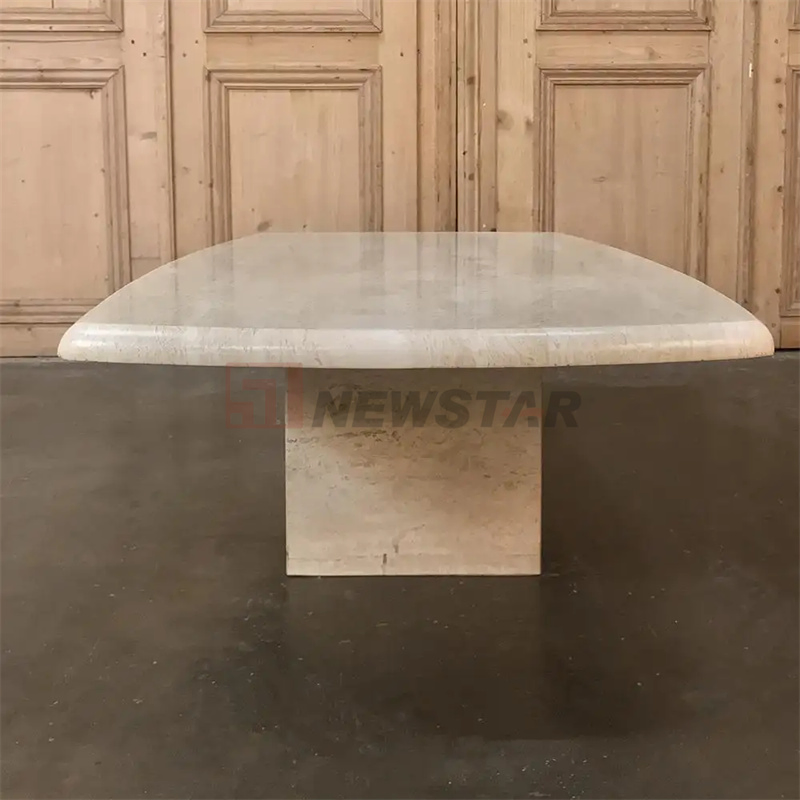Custom Design Antique Beige Marble Top Center Coffee Table Living Room Furniture Modern Travertine Console Table