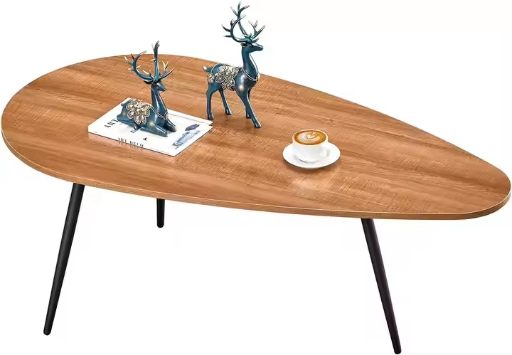 Wholesale Modern Furniture Drop-Shaped Wood Nesting Coffee Tables Sofa Side Table Sets of 2 with Metal Frame