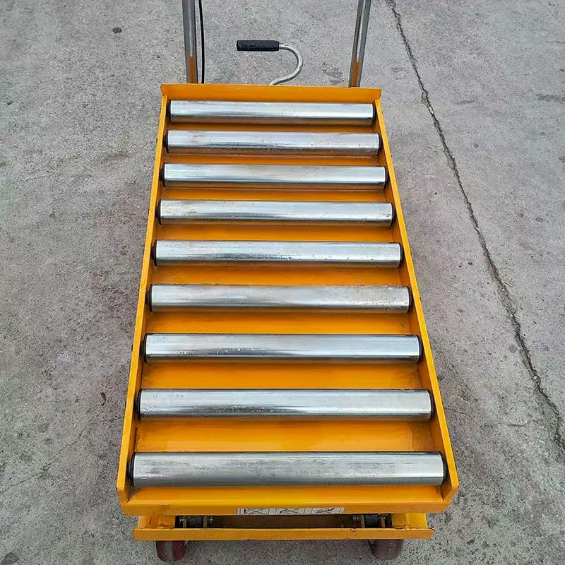 Portable Manual Roller Top Scissor Lift Trolley Hydraulic Roller Lift Table