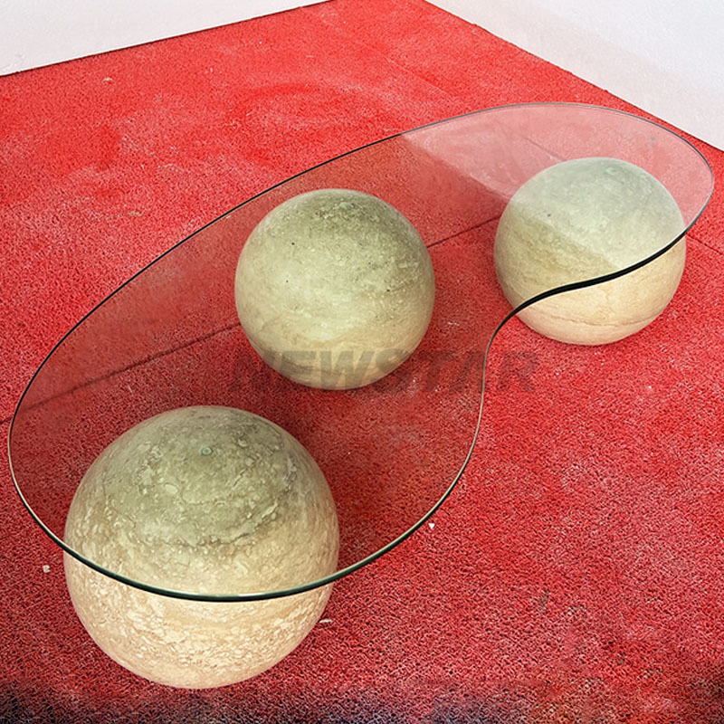 Nordic Luxury Marble Coffee Table Square Glass Table Top Customized Legs Travertine Coffee Table