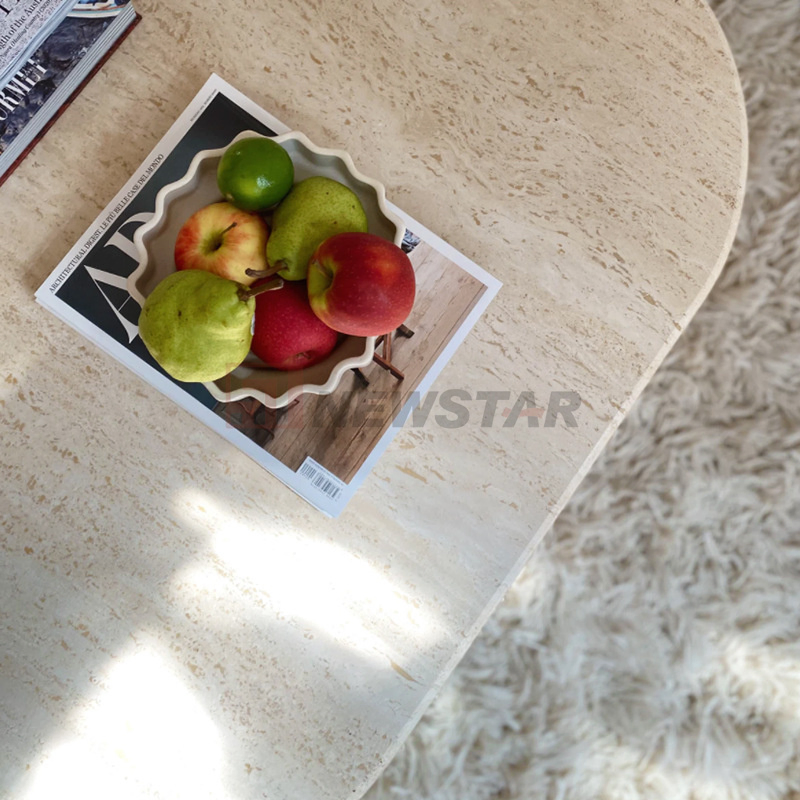 Custom Design Antique Beige Marble Top Center Coffee Table Living Room Furniture Modern Travertine Console Table