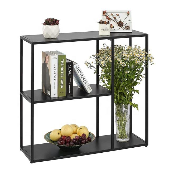 3-Tier Narrow Metal Console Table with Storage Shelf